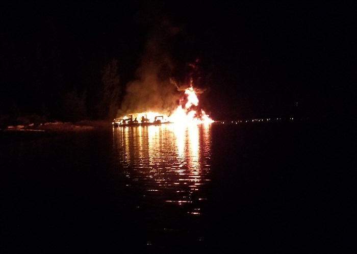 The burning houseboat.