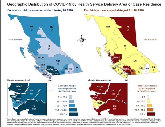 The B.C. CDC releases a map of case counts every Thursday. 
