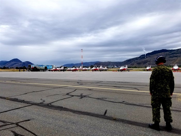 The Canadian Forces Snowbirds jets are seen at the Kamloops airport, Tuesday, Sept. 1, 2020 in this photo from Facebook.