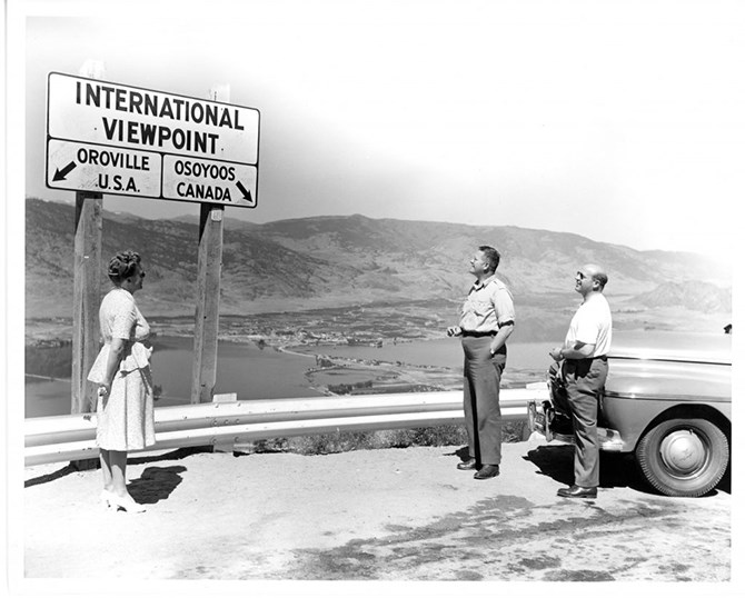 Viewpoint signage on Anarchist Mountain above Osoyoos in an undated photo.