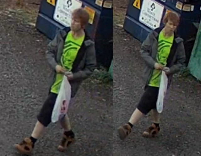 Images of a suspect wanted in connection to an arson in Penticton on Aug. 30, 2020.