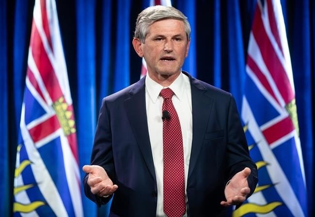 B.C. Liberal Leader Andrew Wilkinson responds to the B.C. NDP government's $1.5 billion COVID-19 economic recovery plan, in Burnaby, B.C., on Thursday, September 17, 2020.