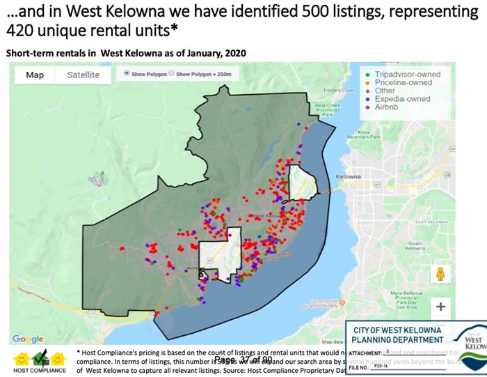 This is where illegal short term rentals are in West Kelowna.