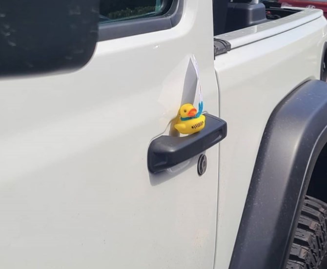 Ducking, or Duck Duck Jeep, is a new trend among Jeep owners where they leave a duck on someone's Jeep to brighten their day.