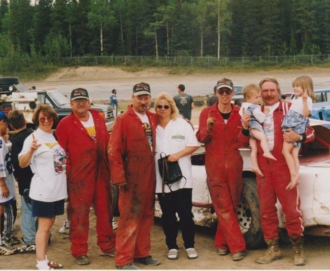 A racing team at the Clearwater Speedway in 1996.