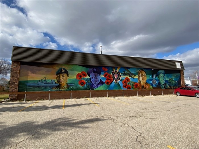 The mural features Snowbirds Capt. Jenn Casey, Tommy Prince, Lester Brown and Megan Couto. 