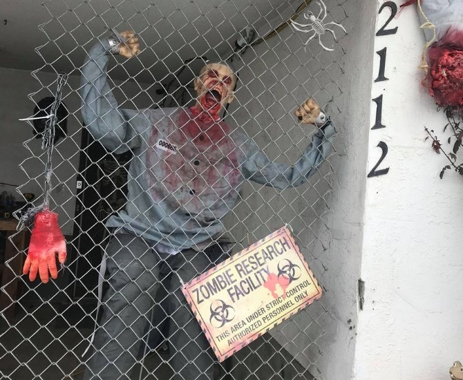 The couple is crazy about Halloween and go all-out with the gruesome decorations every year.