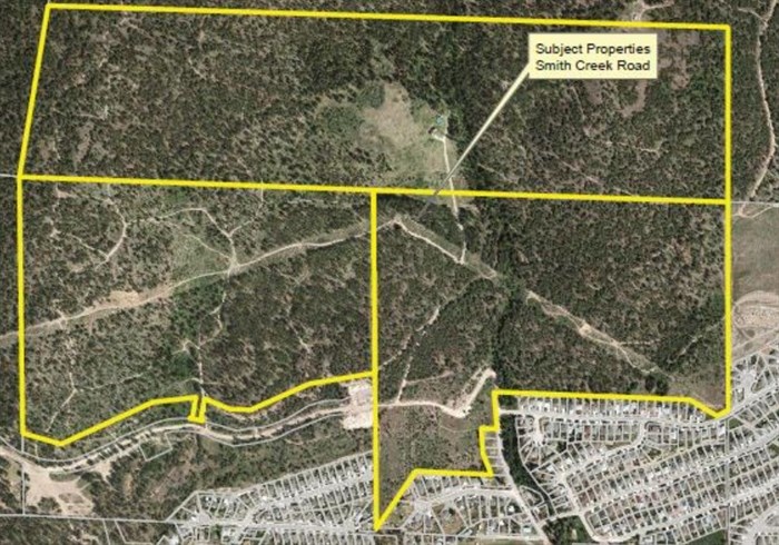 This outlines the boundaries of the 154-hectare Smith Creek housing project.
