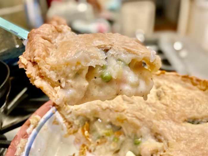 Rich and creamy, this chicken pot pie just screams for a cozy Saturday night.