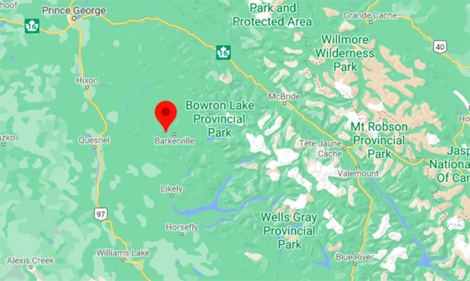 The community of Wells, British Columbia, is located about 8 kilometres west of Barkerville, east of Quesnel.