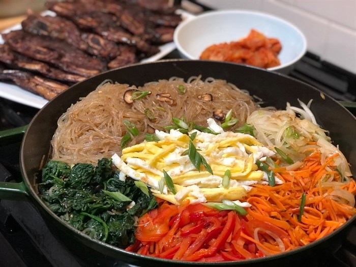 The colours of Japchae are so vibrant and make for a beautiful presentation.