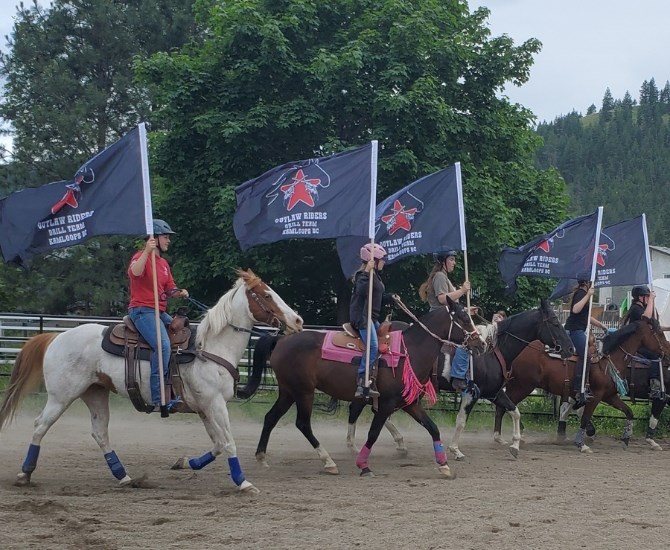 The team has competed in a number of events throughout B.C., and has recently learned to perform holding flags.