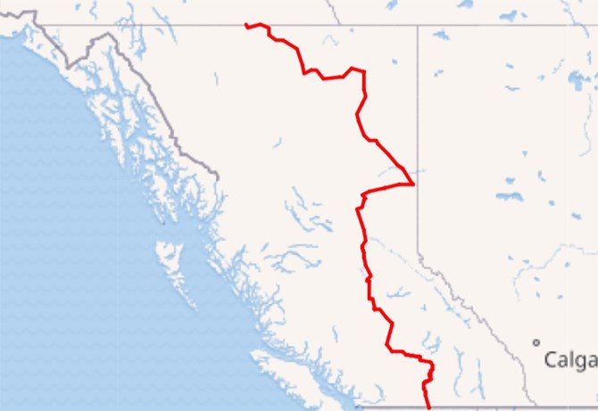 Highway 97 starts as Route 97 in California, travels the length of British Columbia and continues through the Yukon as Highway 1 into Alaska.