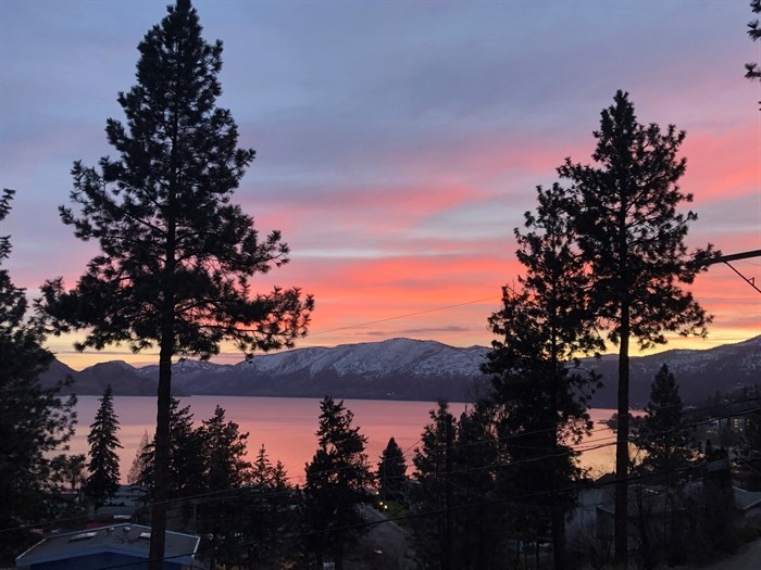 The sunset in Peachland, Jan. 14, 2021.