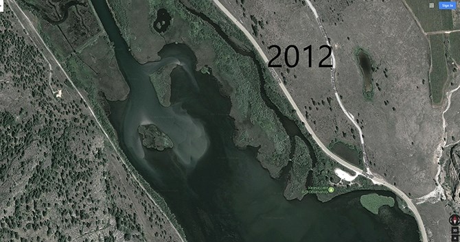 The north end of Vaseux Lake in 2012, prior to three flood years in more recent times.