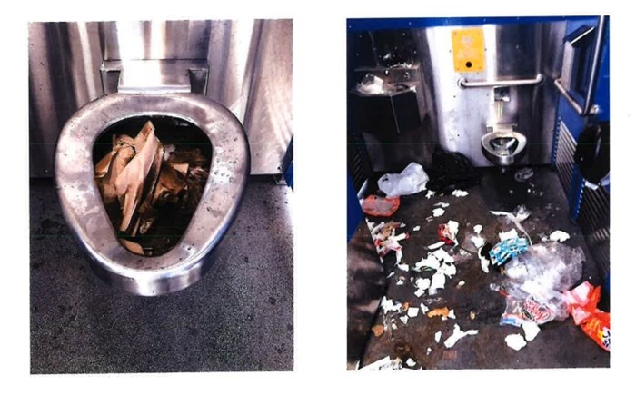 Photos of the washrooms from the City of Vernon staff report.