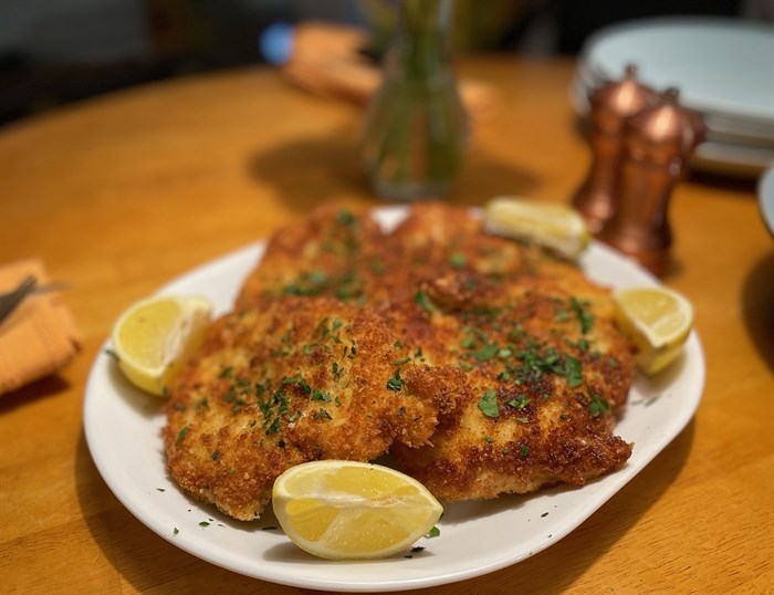 Golden brown and crispy is what you are aiming for when cooking schnitzel at home.