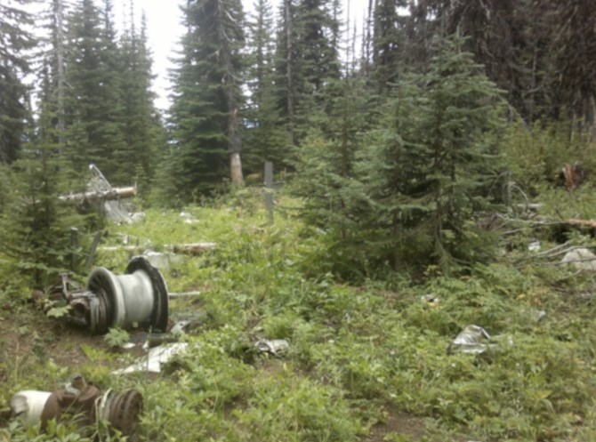 Ron Dennett took this photo of the aircraft's remains in August 2014.