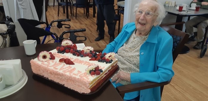 Sylvia Ferguson at her 105th birthday party, March 20, 2021.