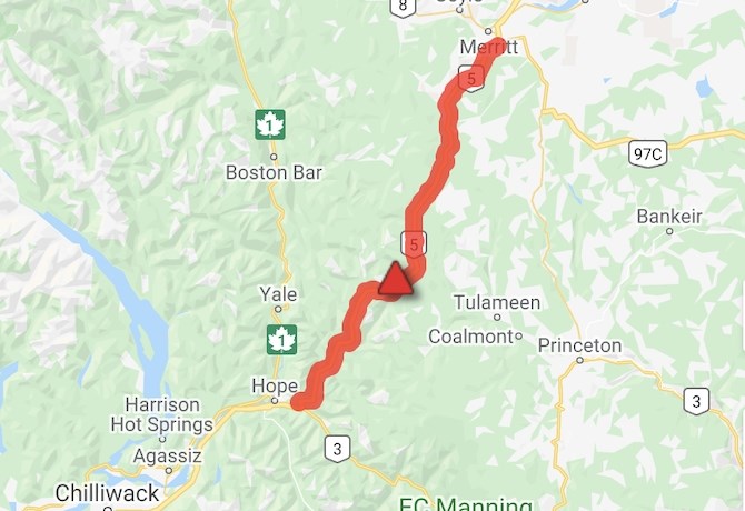 A travel advisory has been issued affecting the Hope to Merritt section of the Coquihalla Highway.