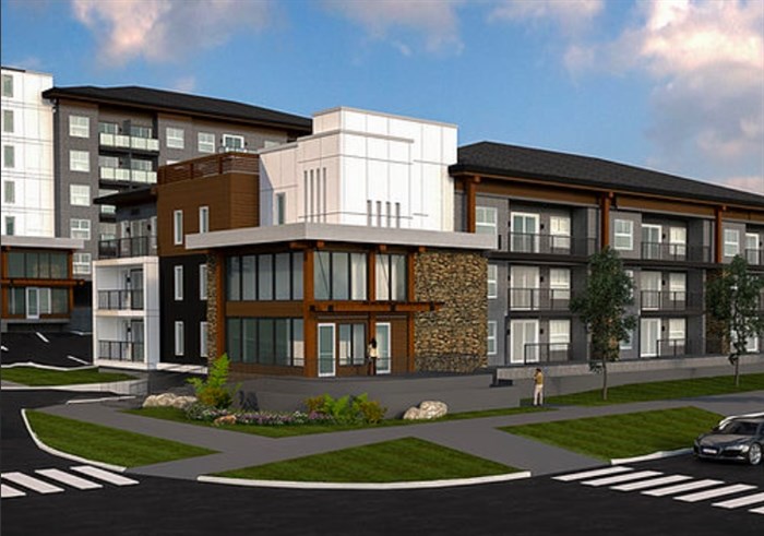 This is a rendering of Lakeview Pointe, the West Kelowna apartment building evacuated on the weekend because of a chemical door.