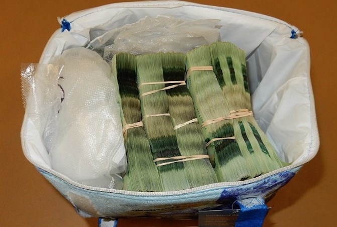 Some of the cash seized during an RCMP drug trafficking investigation.