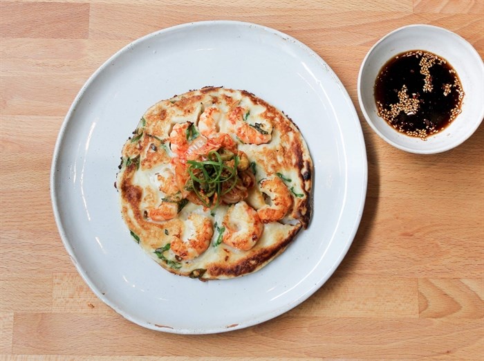 This delicious pancake is the perfect way to celebrate local spot prawns.