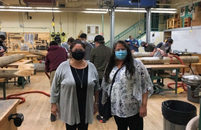 District Indigenous helping teacher Meredith Rusk with Secwépemc Landmarks Project lead Tkwemiple7 (Councillor) Shelley Witzky of Adams Lake Band.
