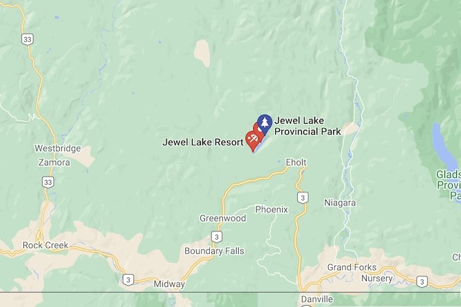 Jewel Lake is a popular camping area located just northeast of Greenwood, B.C.