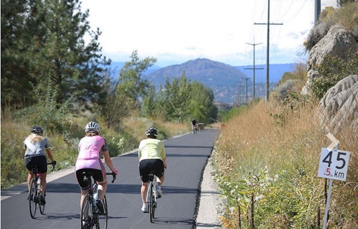 The Okanagan Rail Trail is paved within the City of Kelowna.