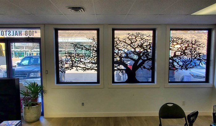 A window at Laser Quit Therapies in Kamloops is seen in this submitted photo. The decorative metal acts as a deterrent to break ins while allowing a pleasing aesthetic and the ability to see out from inside.