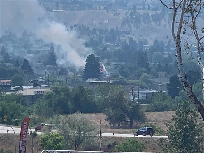Kamloops firefighters are fighting a structure fire in the city's downtown area, Friday, July 9, 2021.