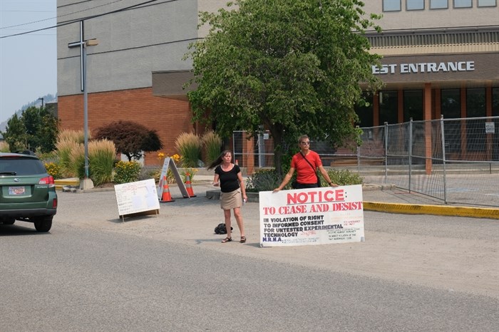 Protestors outside of the Trinity Church, July 13, 2021.
