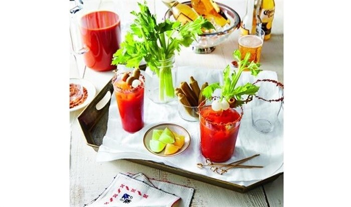 This image provided by "Southern Living" shows a Bloody Mary bar.