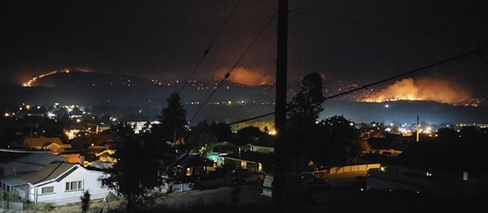 Oliver resident Elizabeth Jago took this photo of the Nk'Mip Creek wildfire, Thursday, July 22, 2021.