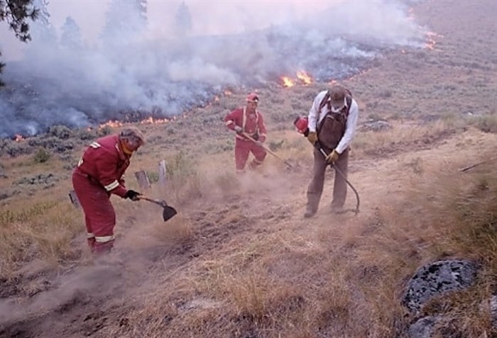 The Anarchist Mountain Fire Department battling the wildfire near Osoyoos, July 22, 2021.