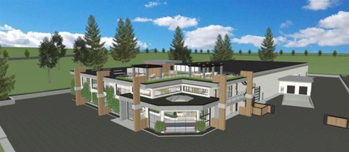 This is a rendering of the new Hexagon Purus mini-factory in Kelowna.