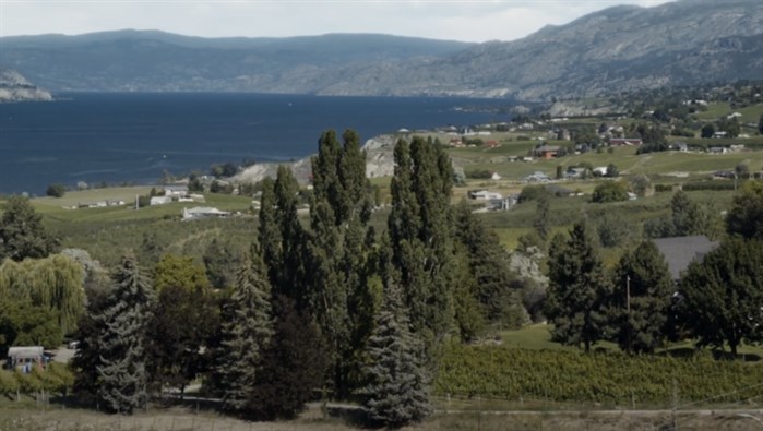 The distinctive scenery of the Okanagan can be seen in this screenshot of the movie trailer for Demonic.