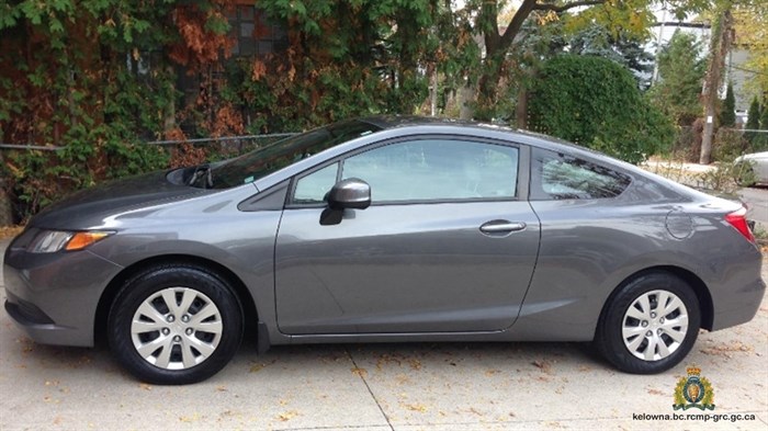 Shawn Weaver is believed to be driving a grey two-door 2021 Honda Civic, similar to the one in this photo, with B.C. licence plates GT864V.
