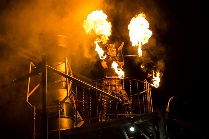 Kelowna’s fire-spinning, stilt-walking performance troupe Kinshira will perform at 