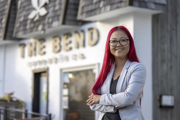Laura Bradley, owner of Behind the Bend, poses at her cafe in Grand Bend, Ont. on Thursday, September 16, 2021.