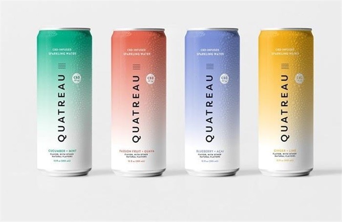 Canopy Growth Corp.'s cannabidiol waters "Quatreau" are shown in a handout photo,Canopy Growth Corp. is denying it called its line of cannabidiol beverages Quatreau in order to capitalize on its similarity to the name of orange liqueur company Cointreau Corp.