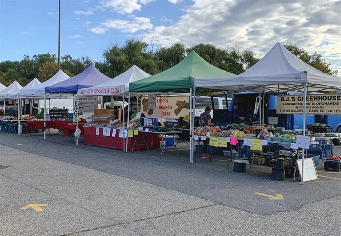 A section of the Vernon Farmers' Market is pictured in this Sept. 13, 2021, photo from Facebook. There may be no spring chickens left, but outdoor farmers' markets are still going strong for another week in Kamloops and the Okanagan.