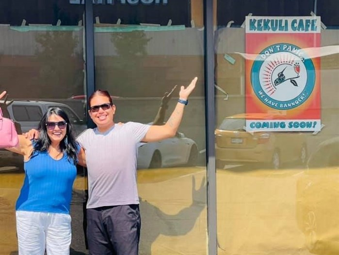 Owner of Kekuli Cafes in Merritt and Kamloops, Elijah Mack-Stirling (right), with franchise founder Sharon Bond.