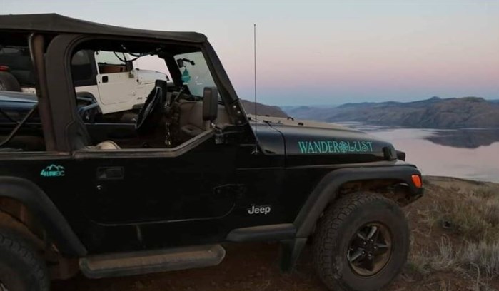 This is the 1997 Jeep TJ the missing person drives to go off-roading. It has B.C. license plate number KA0 22N.