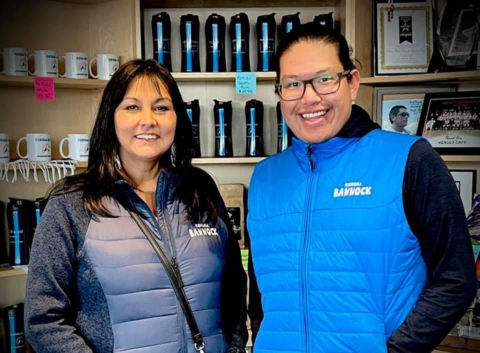 Owner of Kekuli Cafes in Merritt and Kamloops, Elijah Mack-Stirling (right), with Kekuli Café franchise founder Sharon Bond.