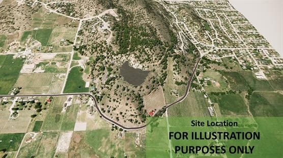 A virtual projection of where the solar project is proposed to be built in Summerland.
