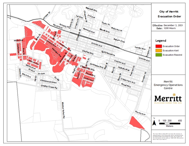 Those under evacuation order in Merritt as properties are uninhabitable.