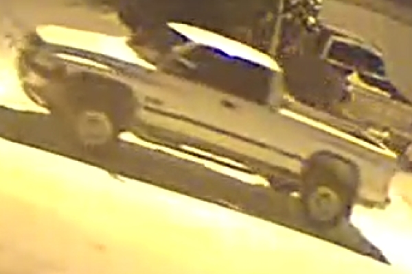 A screenshot from surveillance footage shows a Dodge pickup truck believed to have been involved in a Jan. 1, 2022, Kamloops break-in.
