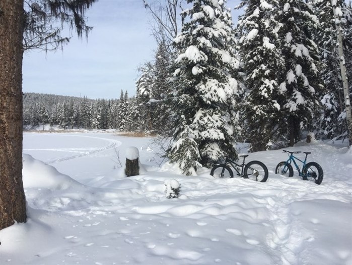 Leah Pascoe and her friend's fat tire bikes near Kamloops. 
